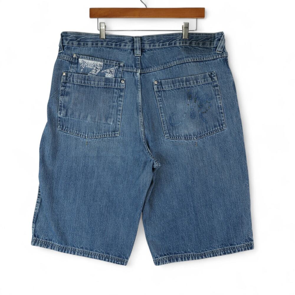 Vtg Makaveli Tupac Jean Shorts Mens‎ 40x14 Blue Jorts Baggy Y2K Hip Hop